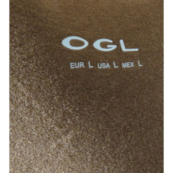 OGL EcoMousse ProWarm Brown Surplice Wrap Look Long Sleeve Collared Top Sz Large - Picture 5 of 9